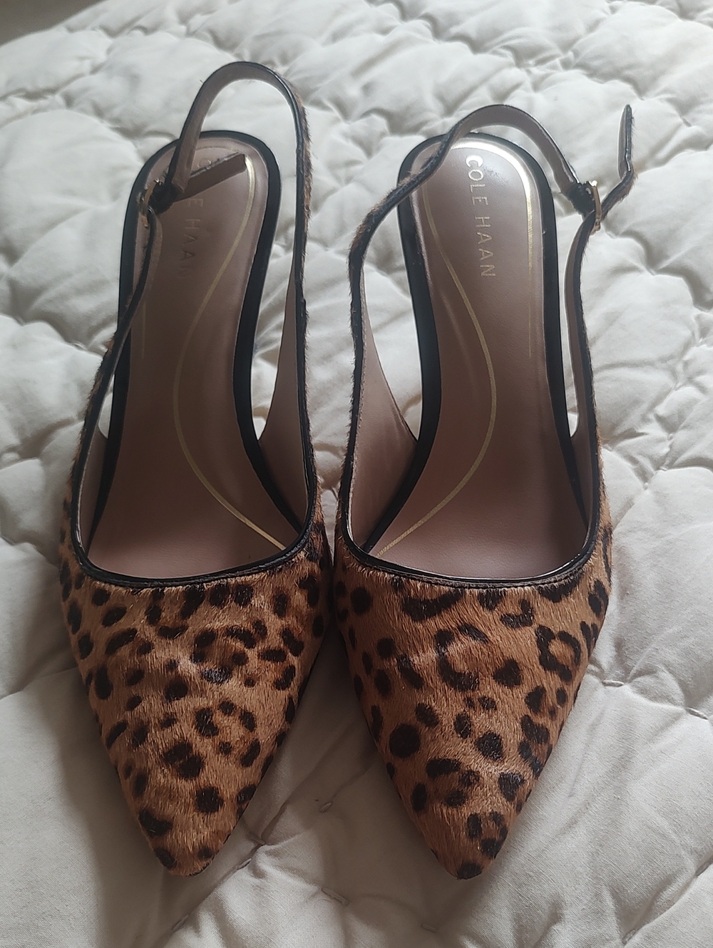 Cole Haan Leopard-Print Pointed Slingback Pumps - Brown & Black